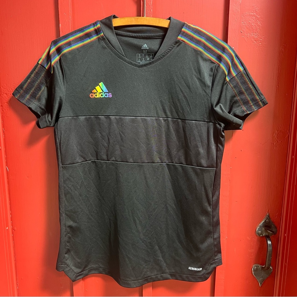 Adidas TIRO PRIDE Men's Black Jersey with Colorful Stripes